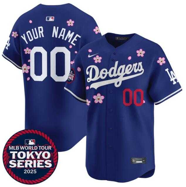 Men%27s Los Angeles Dodgers Active Player Custom Royal 2025 Tokyo Series Limited Stitched Baseball Jersey->customized mlb jersey->Custom Jersey